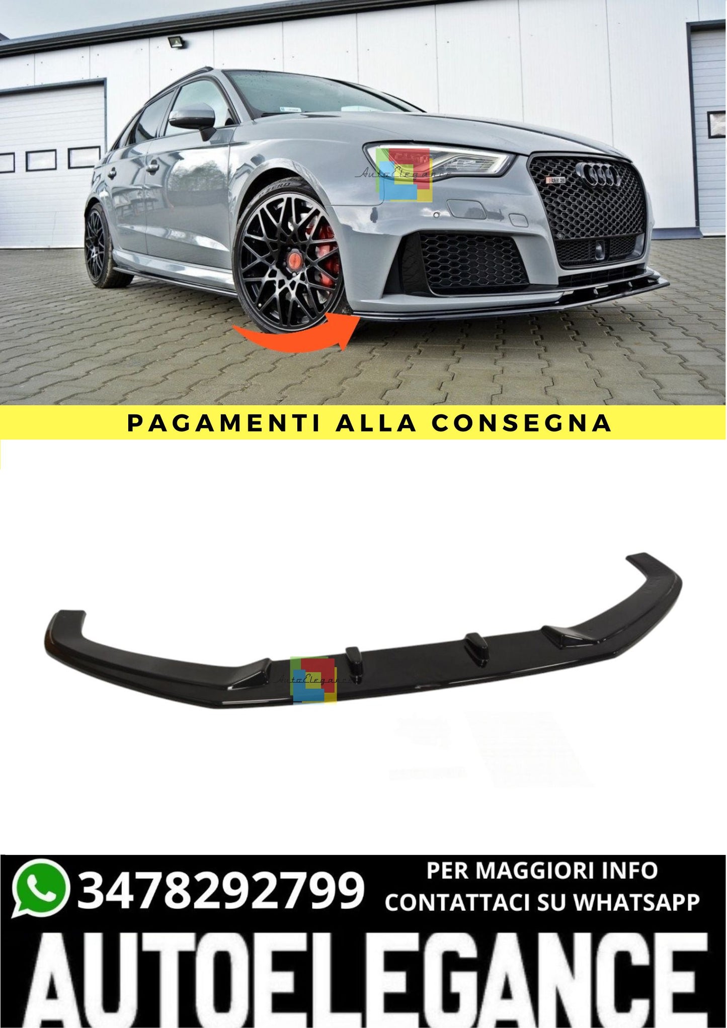 🔥Splitter Anteriore V.2 Adatto Per Audi RS3 8V Sportback🔥