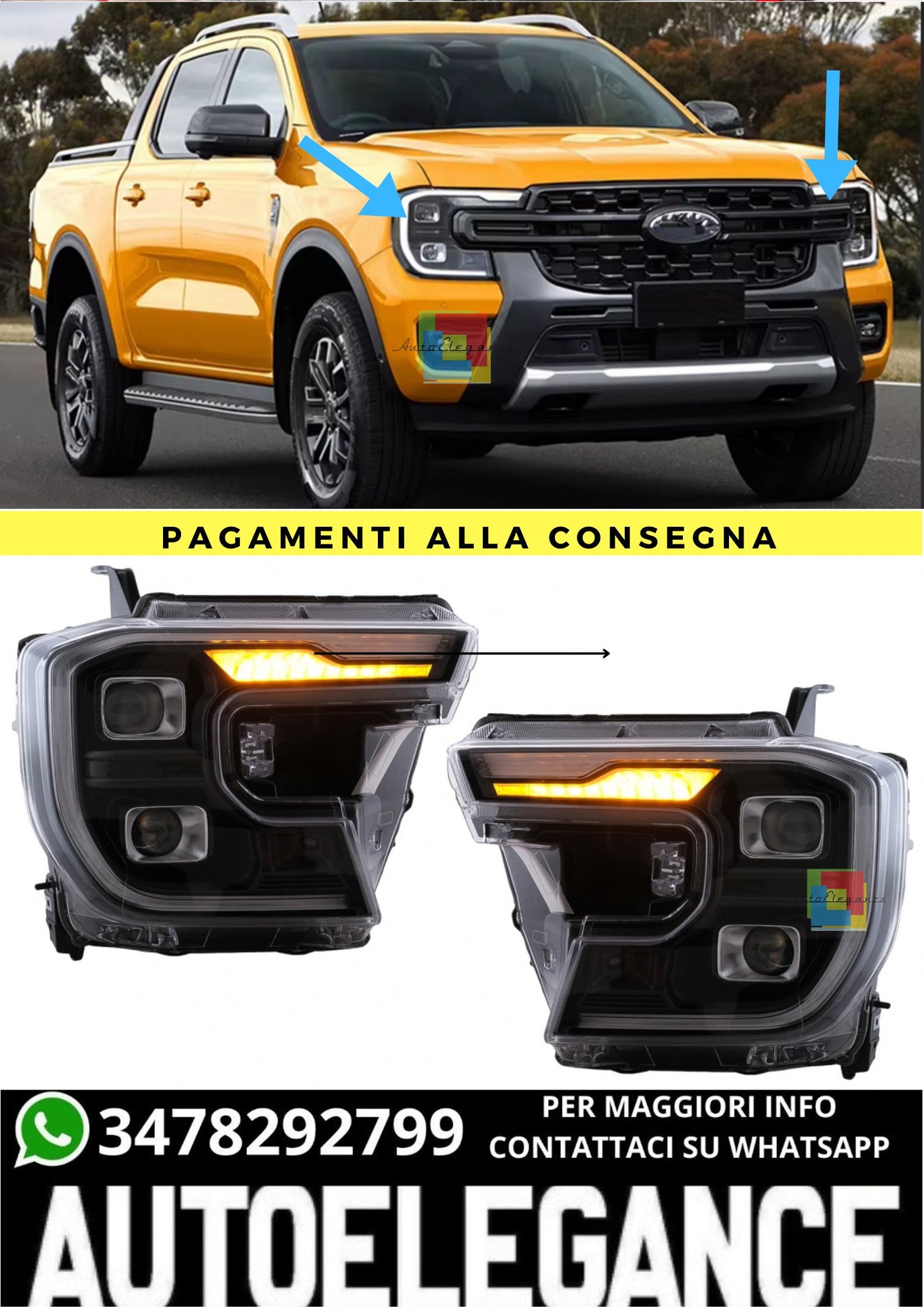 🔥Fari a LED adatti per Ford Ranger T6.2 (2022-up) Luci di svolta dinamiche🔥