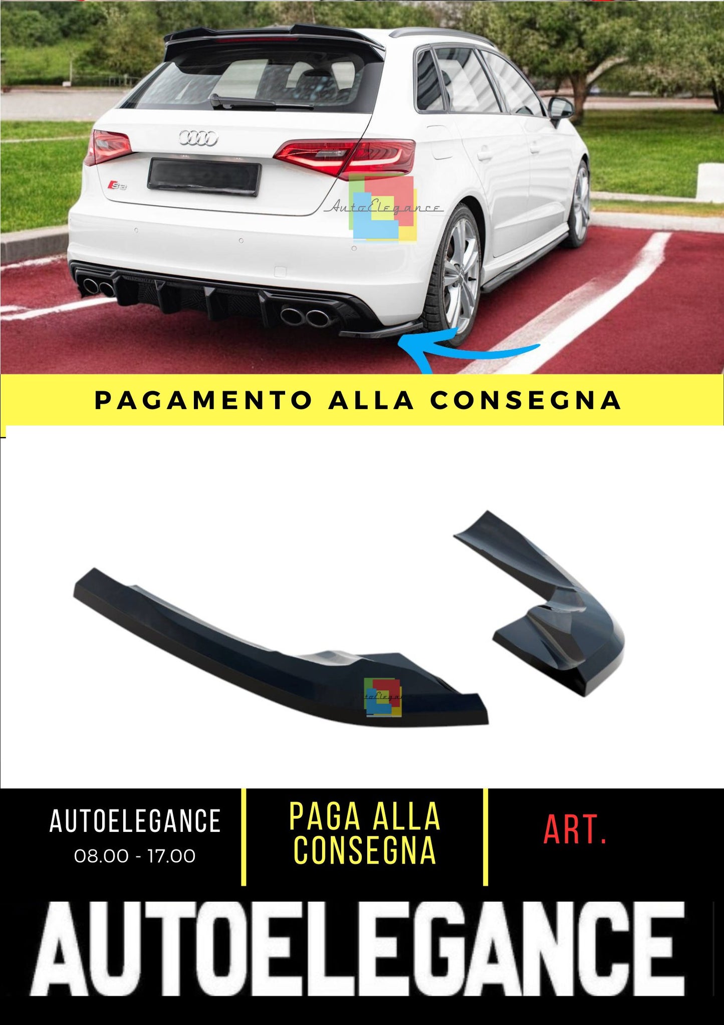 😎Splitter laterali posteriori Adatto Per Audi S3 Sportback 8V😎