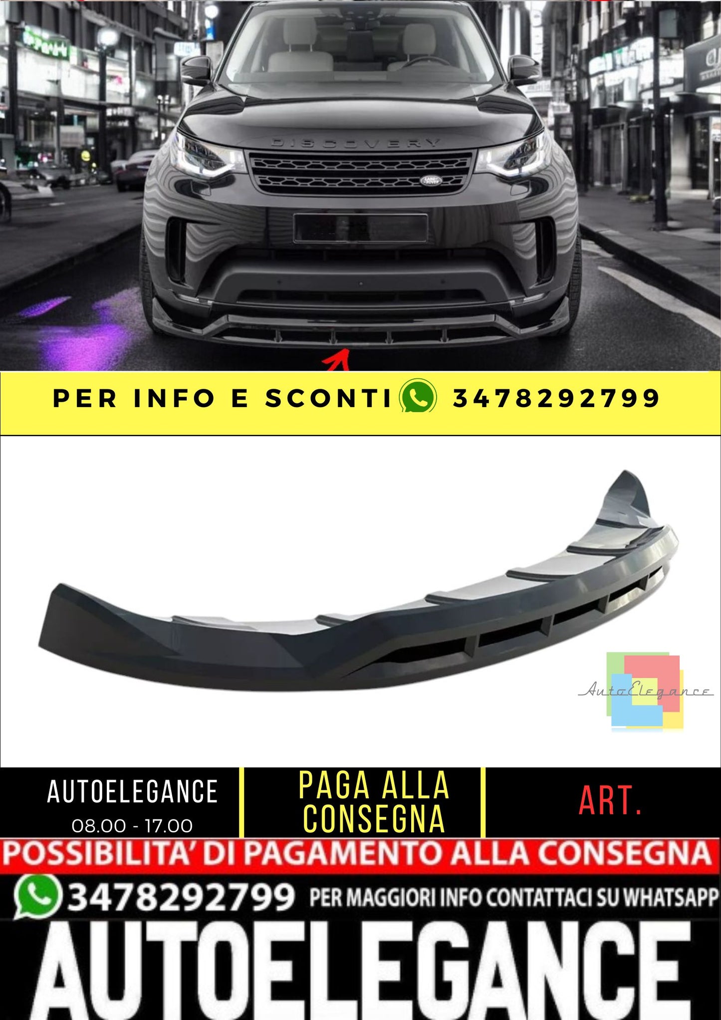 ✨SPLITTER design nero lucido ABS per Land Rover Discovery HSE MK5 2017+✨