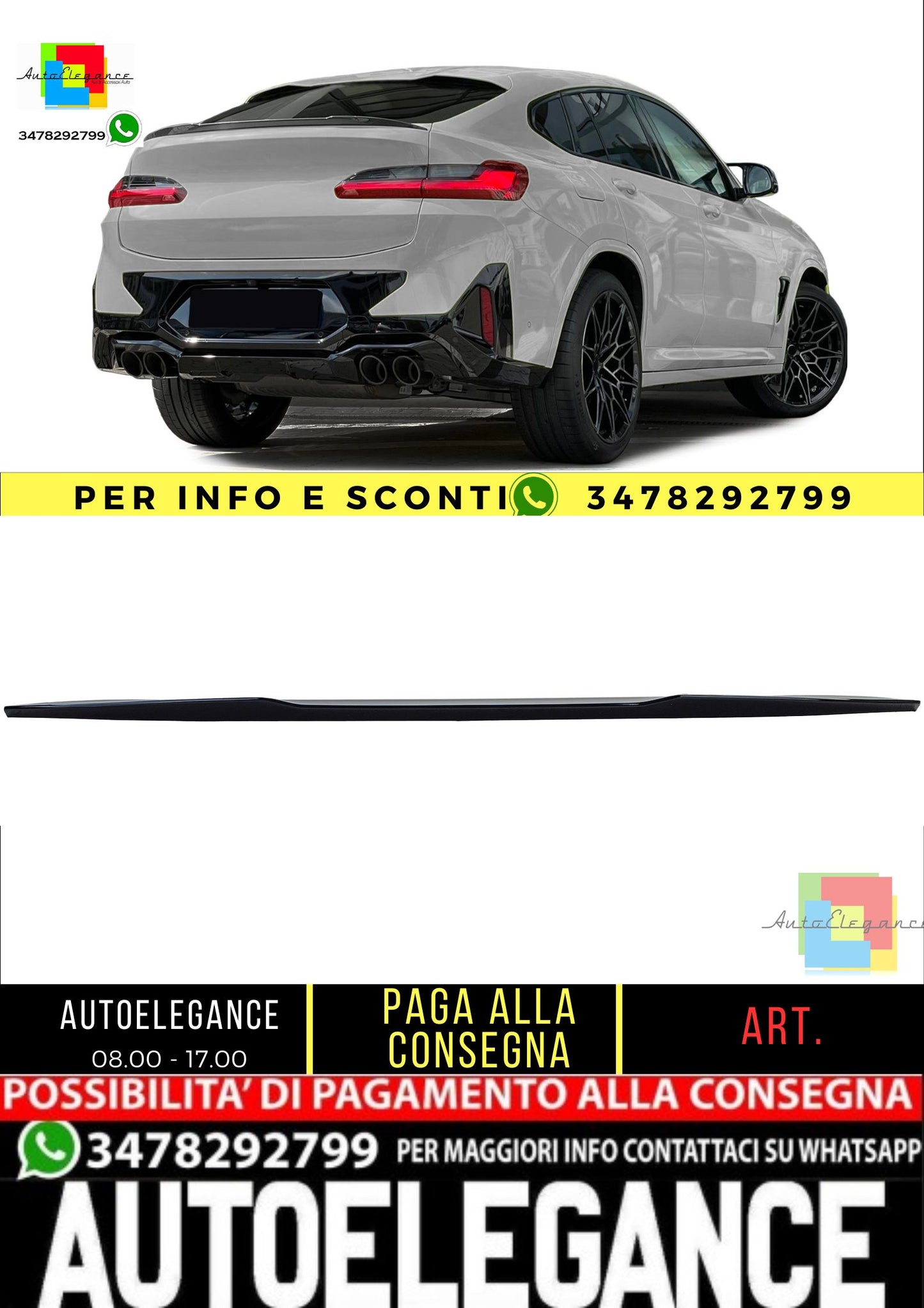 🔥Spoiler Posteriore Sport Lip Performance Nero Lucido per BMW X4 G02 18+🔥