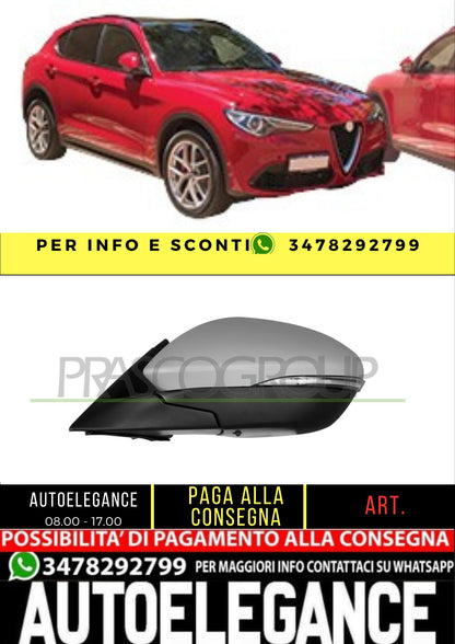 ✨AA7107334 RETROVISORE SINISTRO-ELETTRICO-CON PRIMER PER ALFA ROMEO-STELVIO 16+✨