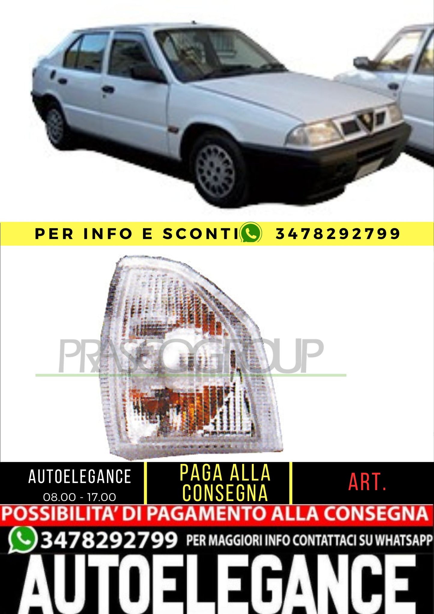 🔥AA0494114 FANALE ANTERIORE SINISTRO-SENZA PORTALAMPADA ALFA ROMEO 33 83-94🔥