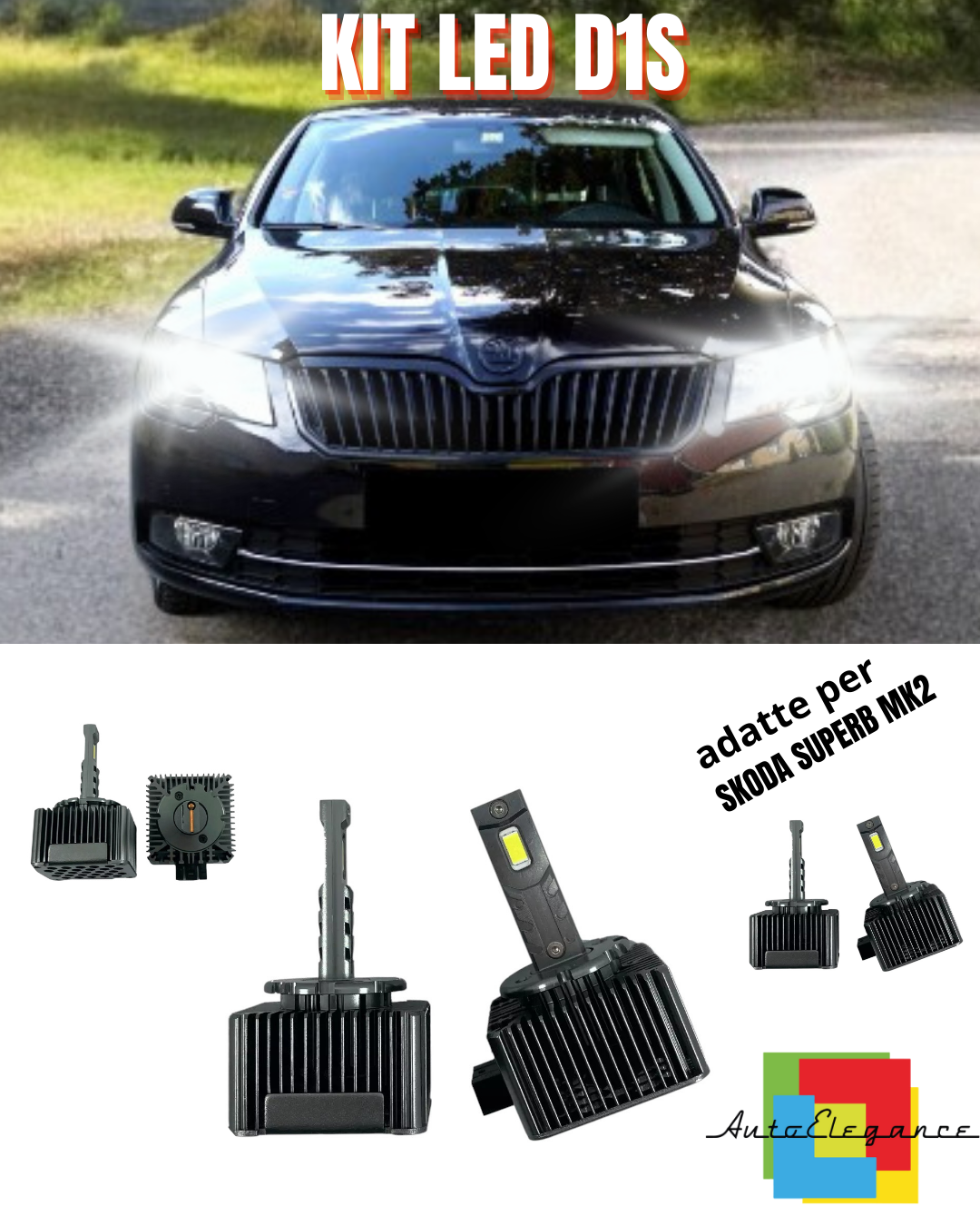 ⭐LAMPADE D1S LED 6000K DA XENON A LED MATRIX ADATTO PER SKODA SUPERB MK2 ⭐