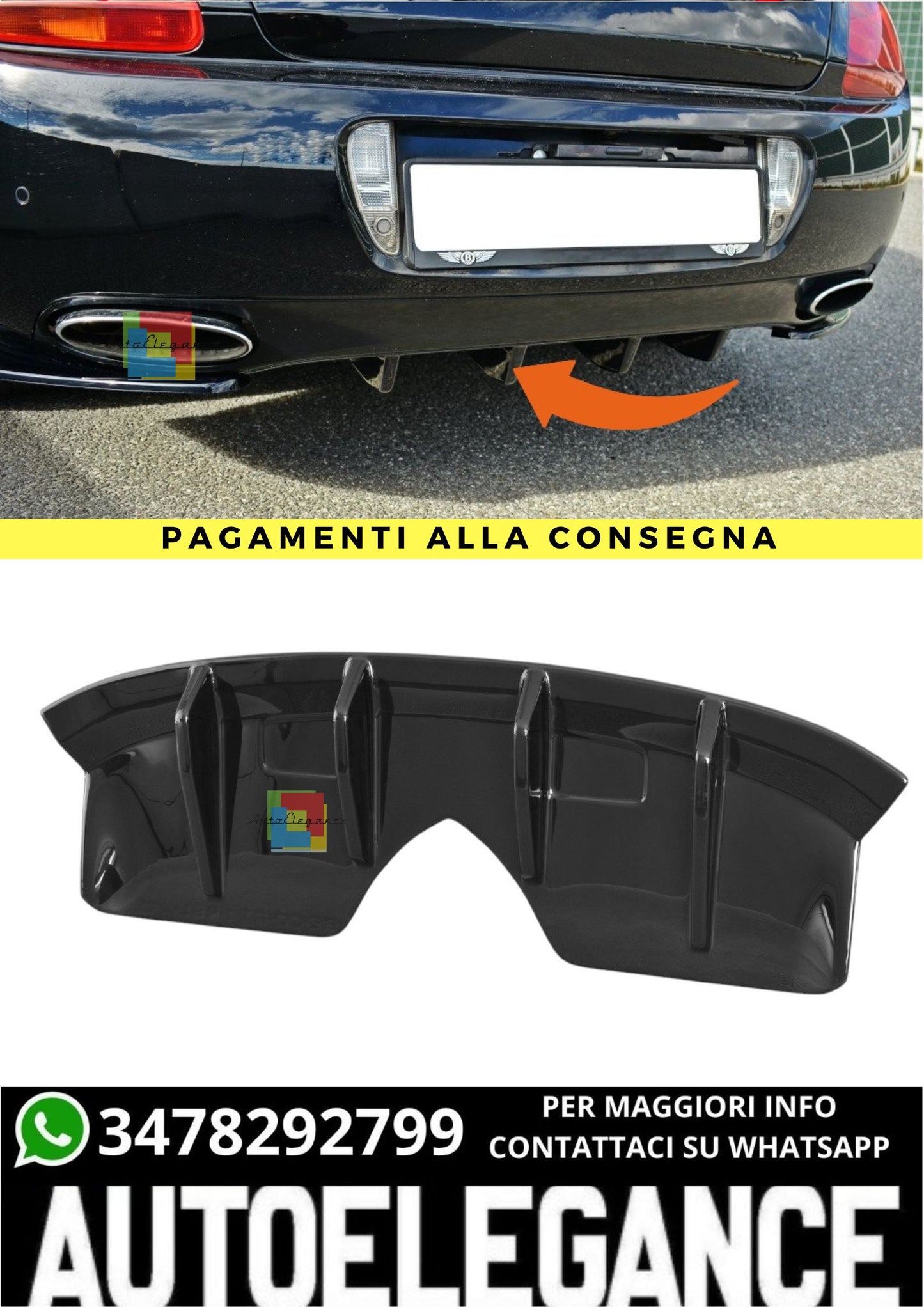 🔥SPLITTER POSTERIORE ADATTO PER BENTLEY CONTINENTAL GT🔥