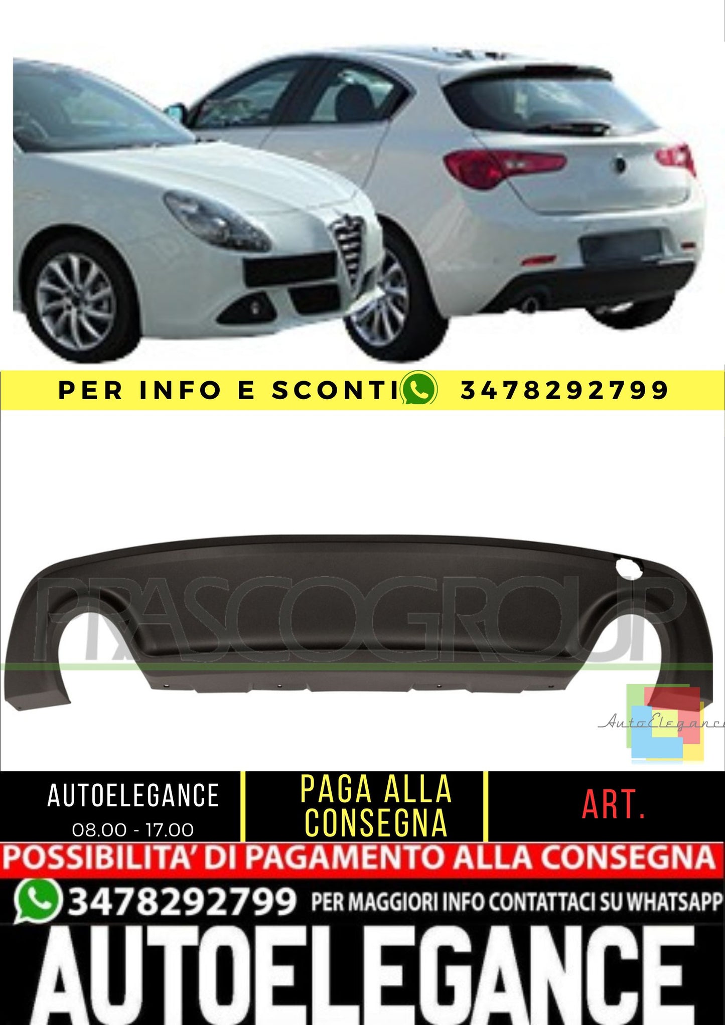 ✨AA3441861 DIFFUSORE CON SCARICO DOPPIO PER ALFA ROMEO - GIULIETTA 10-16✨