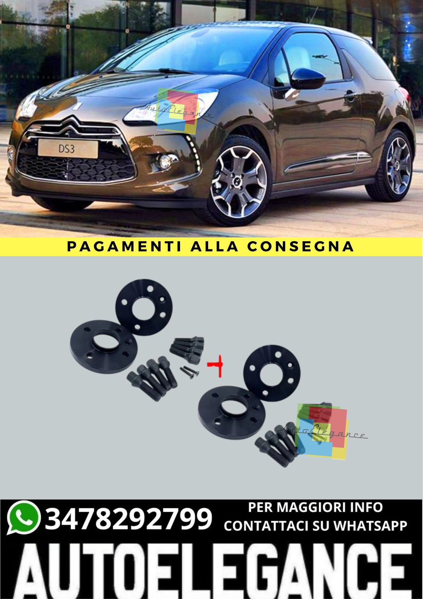 ⭐KIT 4 DISTANZIALI 16+20mm NERO ADATTO PER CITROEN DS3 dal 2009 al 2016⭐