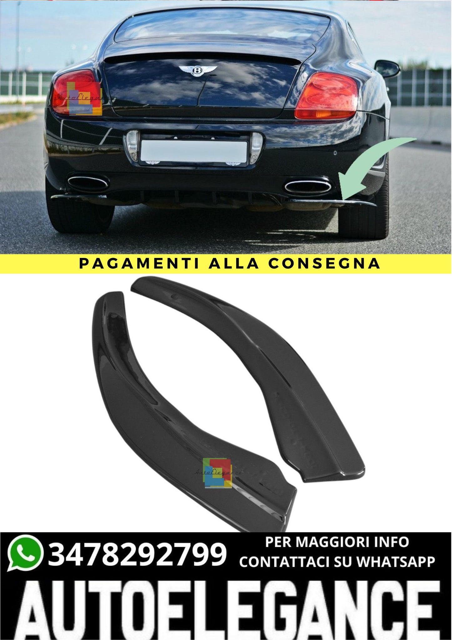 🔥SPLITTER LATERALI POSTERIORI ADATTO PER BENTLEY CONTINENTAL GT🔥