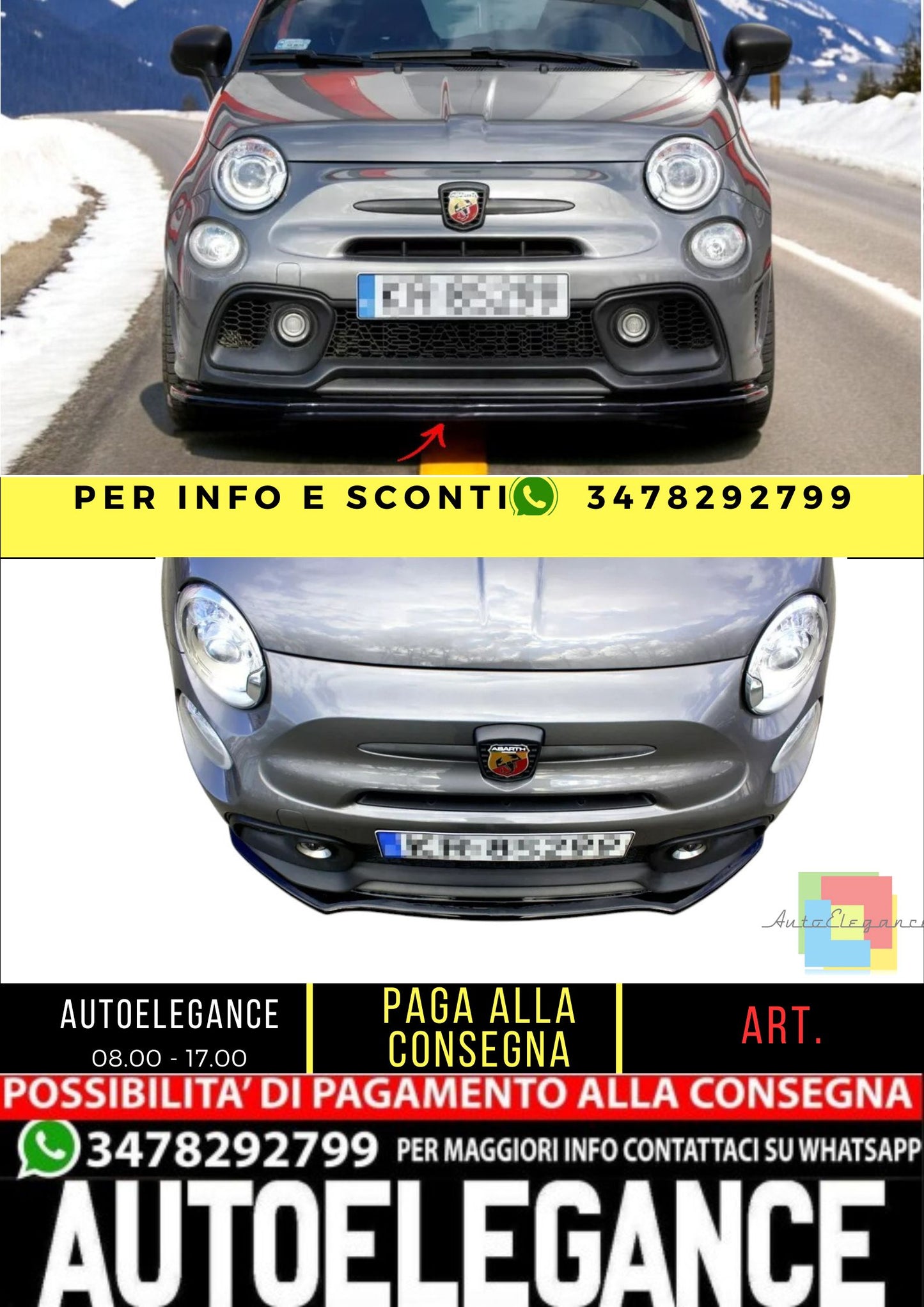 ✨SPLITTER Per Fiat 500 Abarth Mk1 FL 2016+✨