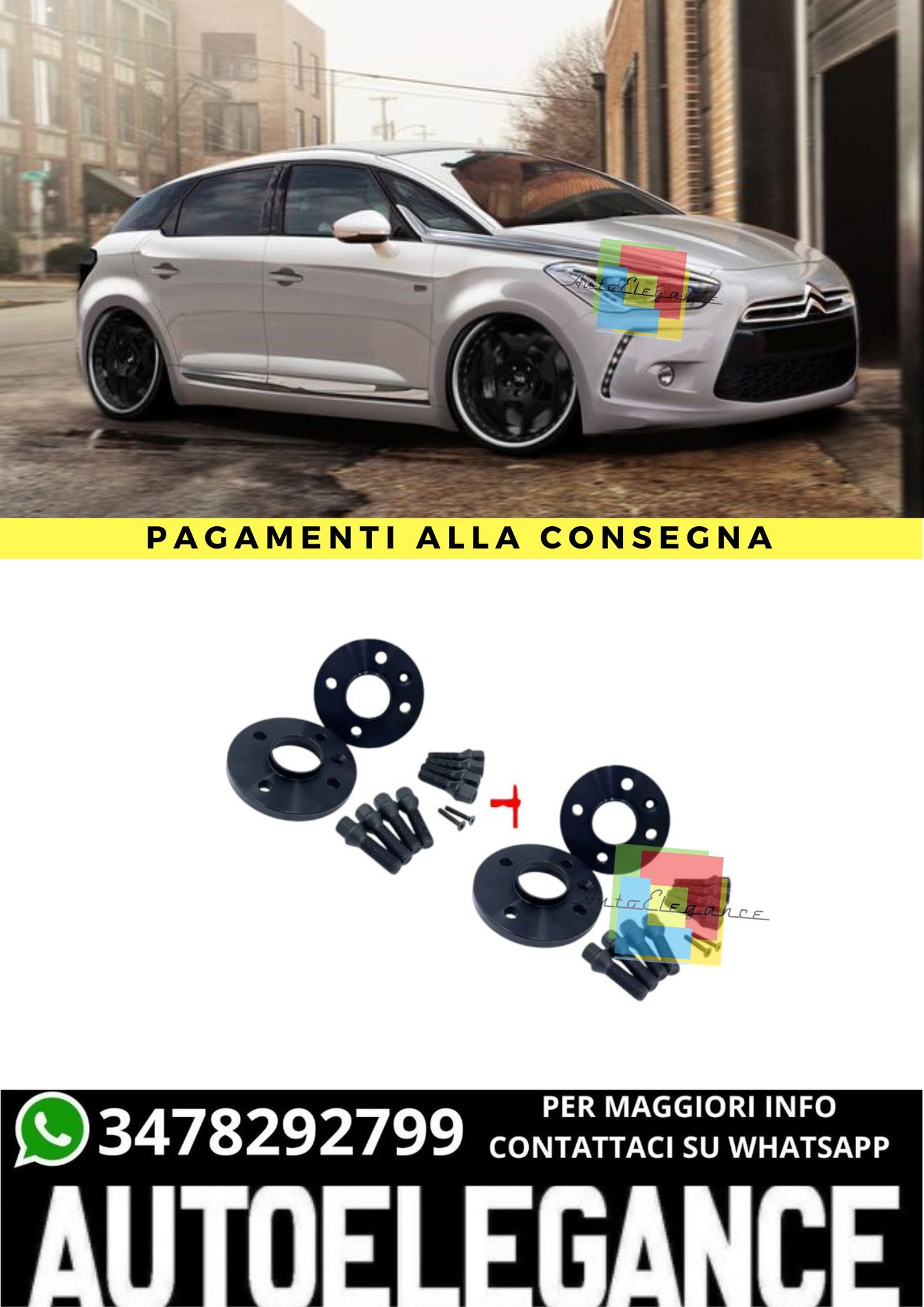 ⭐KIT 4 DISTANZIALI 16+20mm NERO ADATTO PER CITROEN DS5 dal 2015 al 2018⭐