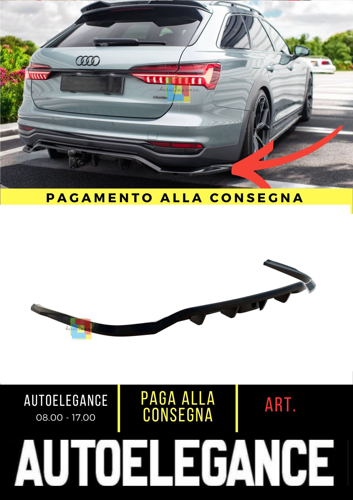🤩Splitter posteriore (con barre verticali) adatto per Audi A6 Allroad C8🤩