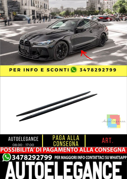 ✨MINIGONNE LATERALI V2 design nero lucido ABS per BMW M4 G82 2021+✨