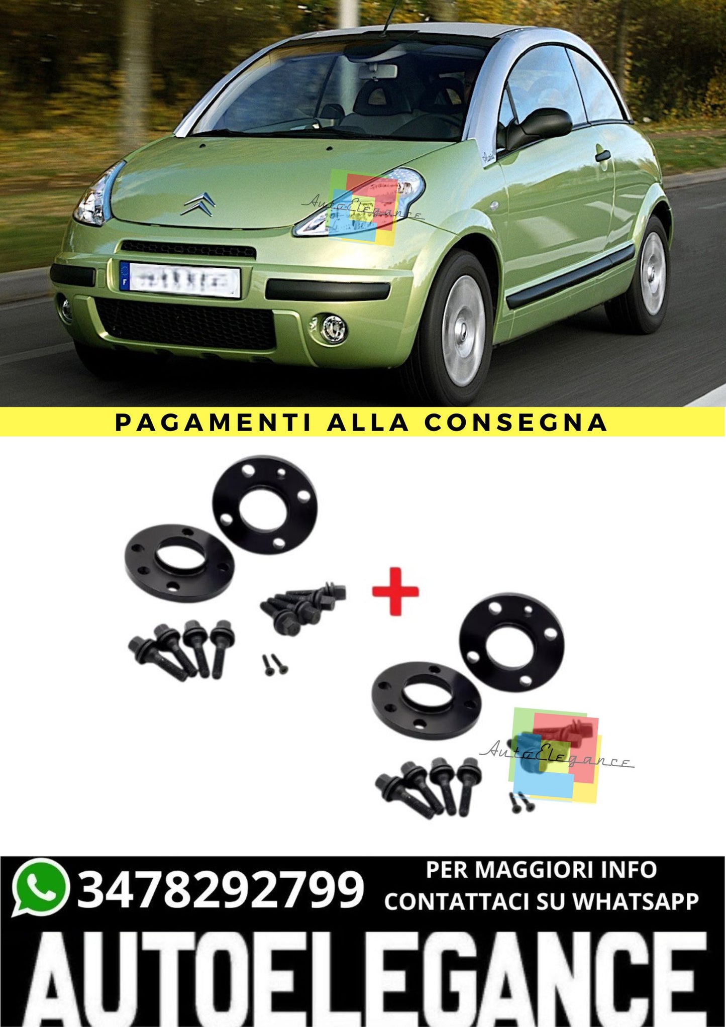 ⭐KIT 4 DISTANZIALI 16+20mm NERO ADATTO PER CITROEN Berlingo I dal 1996 al 2003⭐