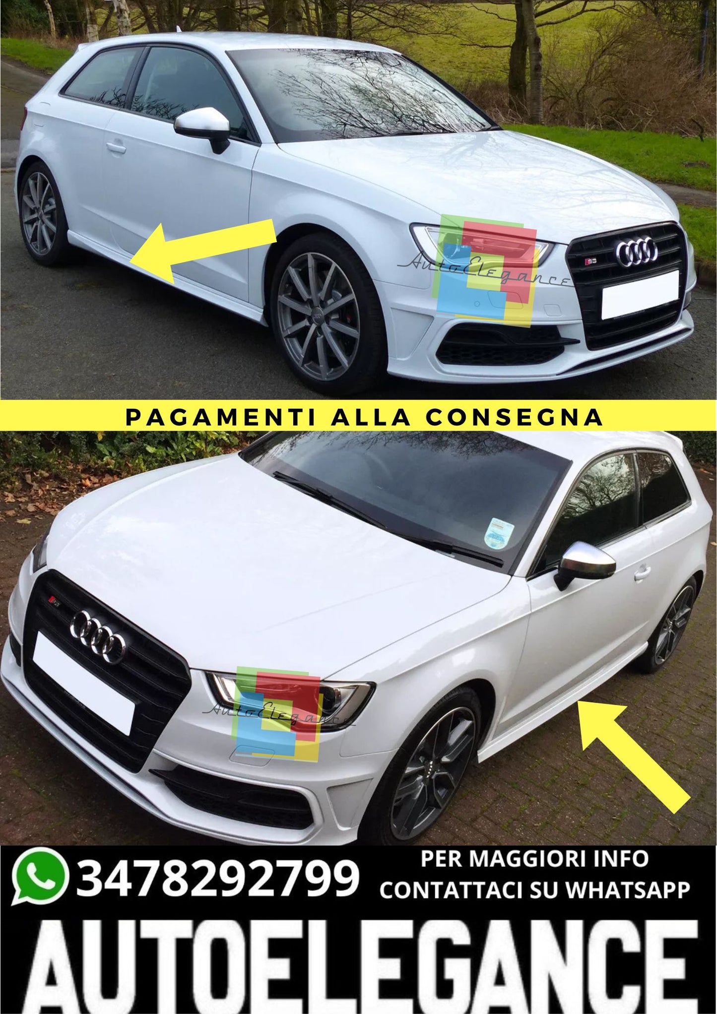 🔥MINIGONNE ADATTO PER  AUDI A3 8V 3 PORTE ( dal 2013 )🔥