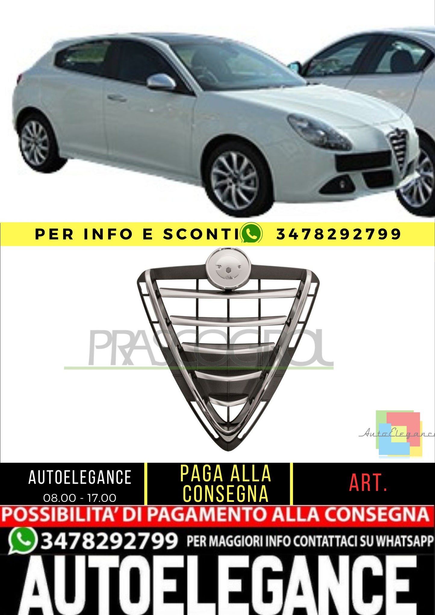 Griglia Anteriore Cromata Per Alfa Romeo Giulietta (2010-2016) - Ricambio Aftermarket