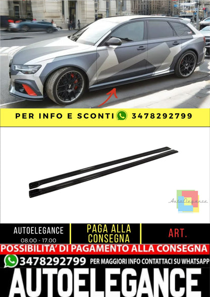 ✨MINIGONNE LATERALI design nero lucido ABS per Audi RS6 C7 2013+✨