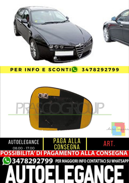 ✨ PIASTRA SPECCHIO SINISTRA-TERMICA-ASFERICA-BLU PER ALFA ROMEO 159 05-11✨