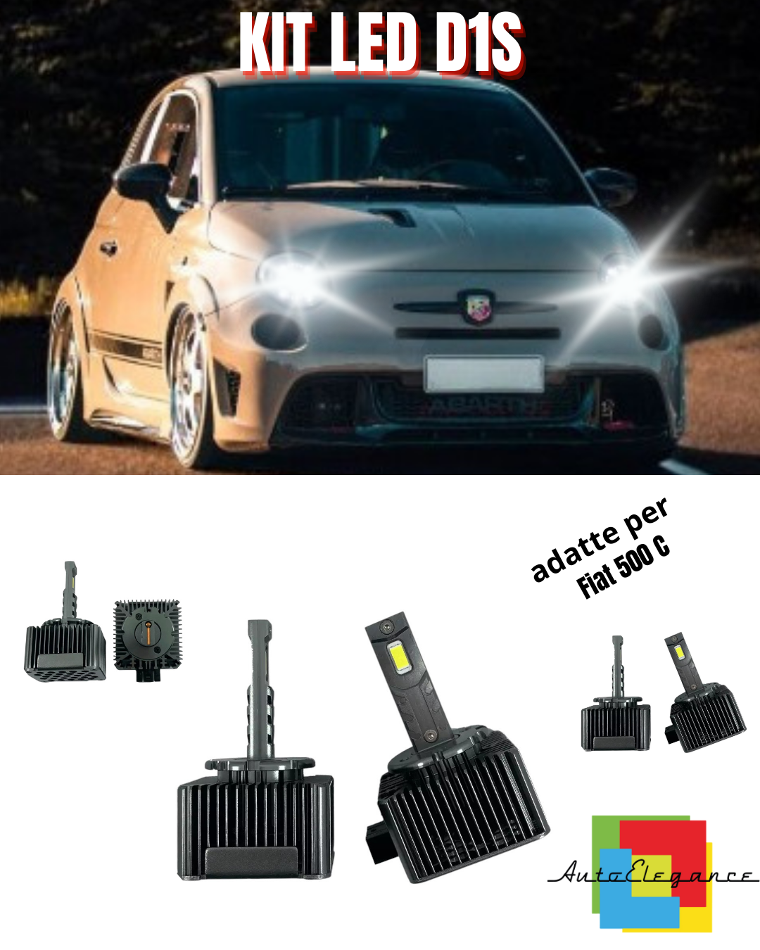 ⭐D1S LED 6000K LAMPS FROM XENON TO LED MATRIX SUITABLE FOR FIAT 500 C ⭐