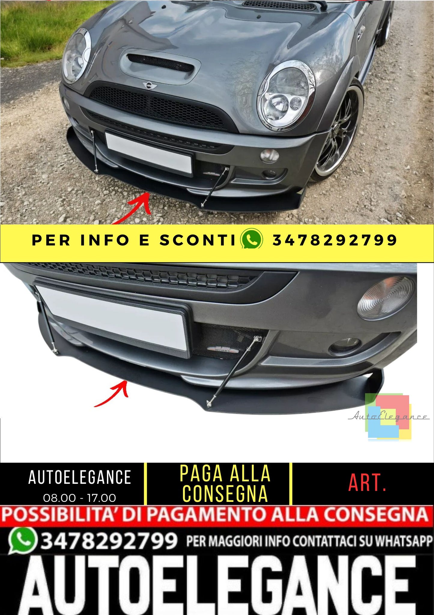 ✨Splitter Design ABS per Mini R53 Cooper S JCW 2003-2006✨