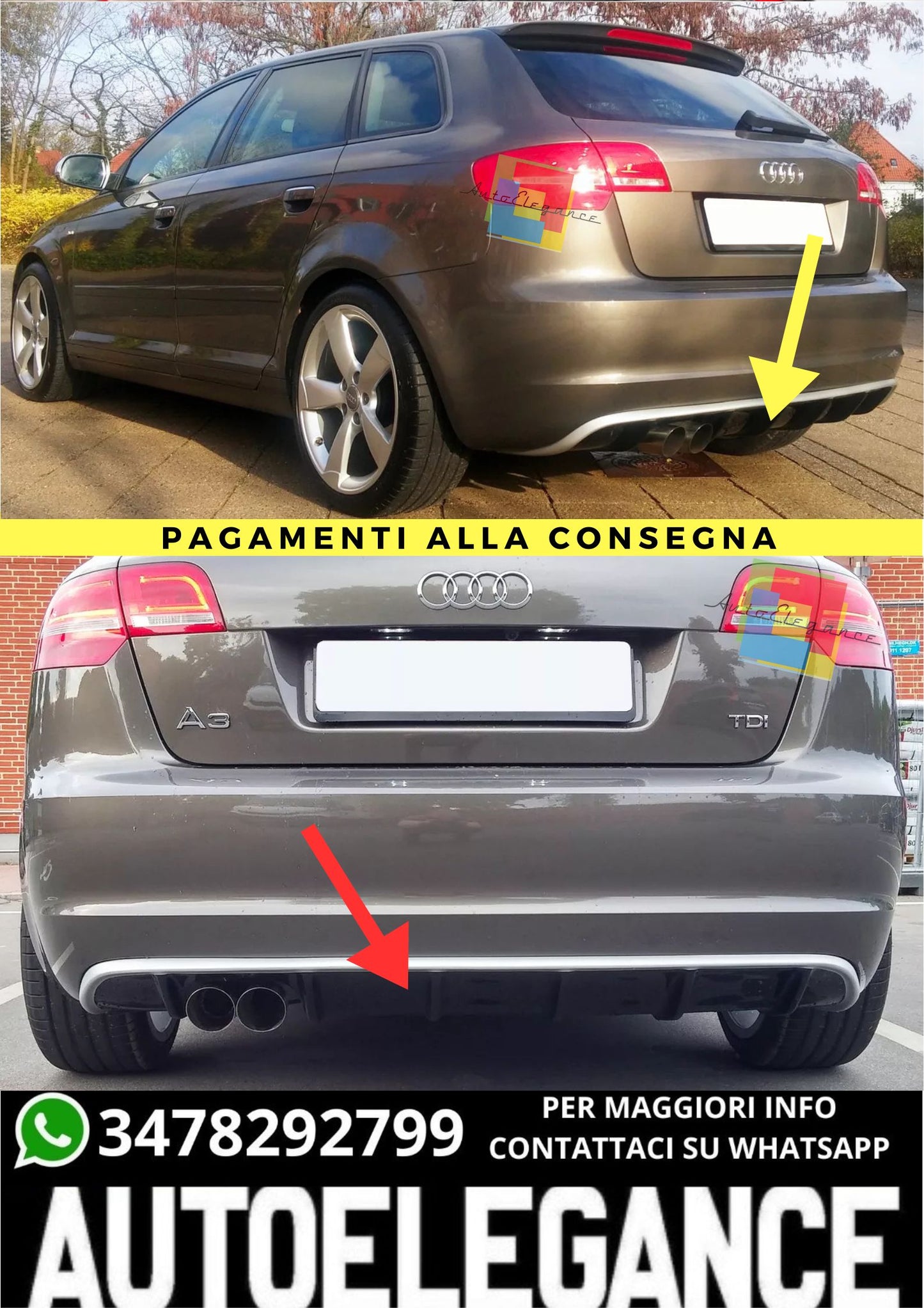 ❤️‍🔥DIFFUSORE ADATTO PER AUDI A3 8P SPORTBACK ❤️‍🔥