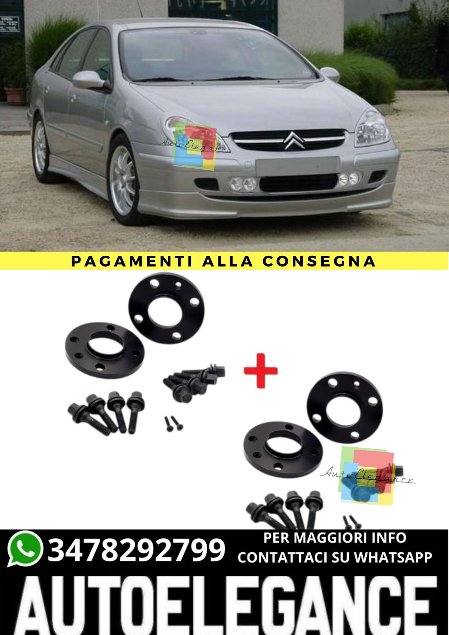 ⭐KIT 4 DISTANZIALI 16+20mm NERO ADATTO PER CITROEN C5 I 4 fori dal 01 al 05⭐