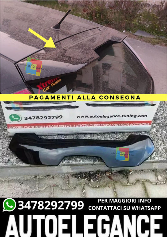 0268🔥ALETTONE SPORTIVO ADATTO FIAT PUNTO EVO GRANDE PUNTO SPOILER TETTO NERO🔥