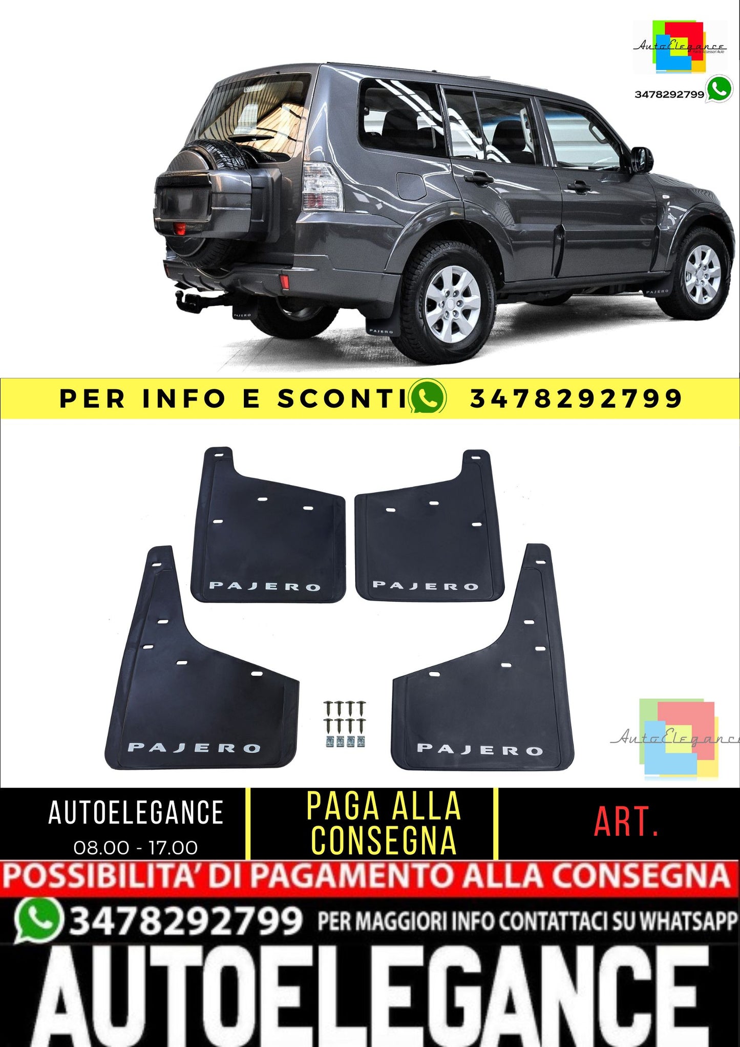 🔥Set paraspruzzi Premium anteriore e posteriore per Mitsubishi Pajero 07-21🔥