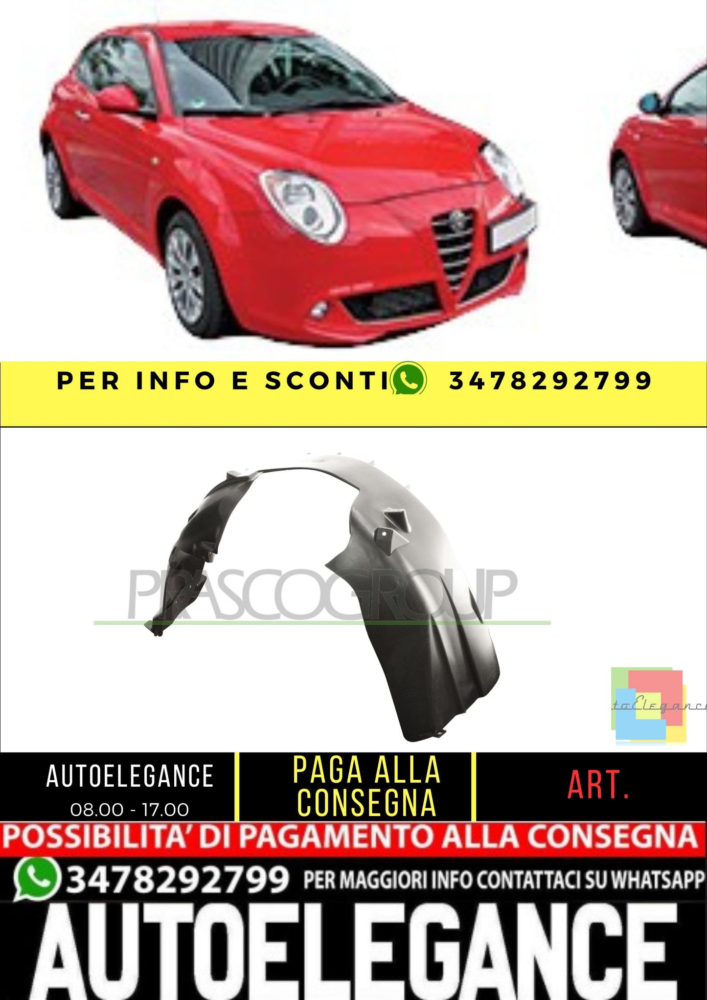 ✨AA2103603 FRONTALE ANTERIORE-COMPLETO ADATTO PER ALFA ROMEO - MITO 2008-2016✨