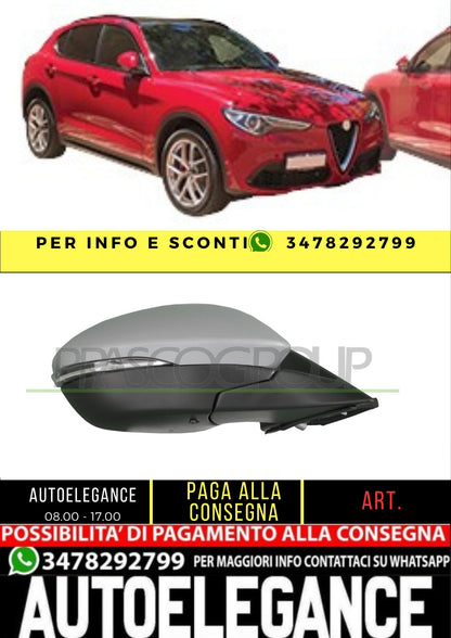 ✨AA7107313 RETROVISORE DESTRO -ELETTRICO-CON PRIMER PER ALFA ROMEO-STELVIO 16+✨