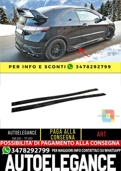 ✨MINIGONNE LATERALI design nero lucido ABS per Honda Civic Mk8 tipo S/R✨