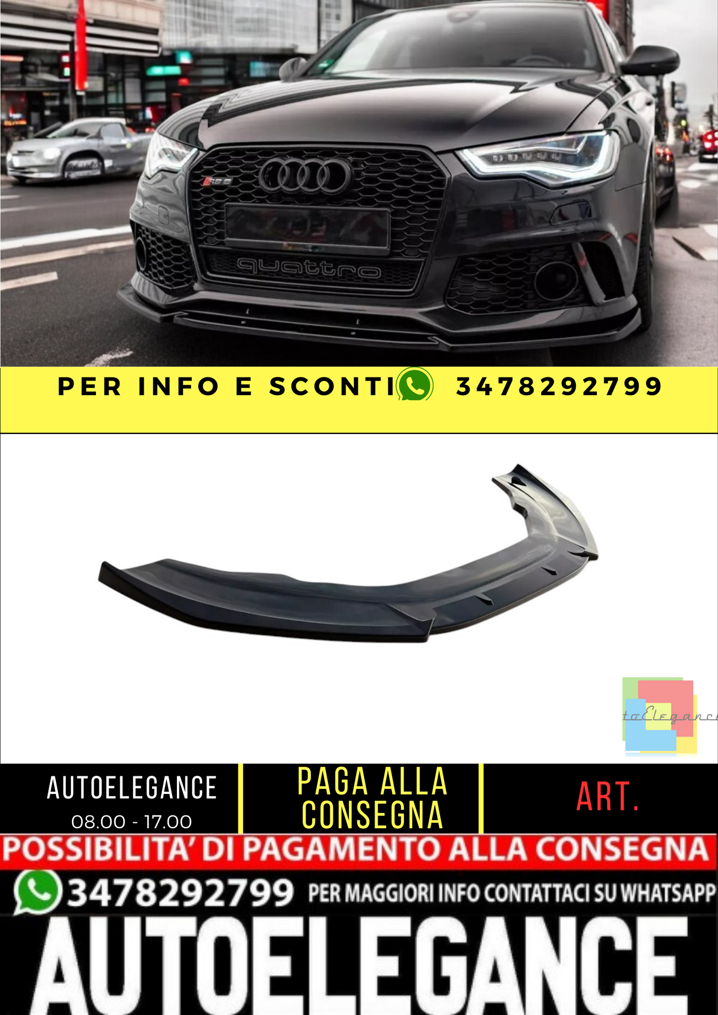 ✨Splitter adatto per Audi A6 RS6 Look C7 2011-2020✨