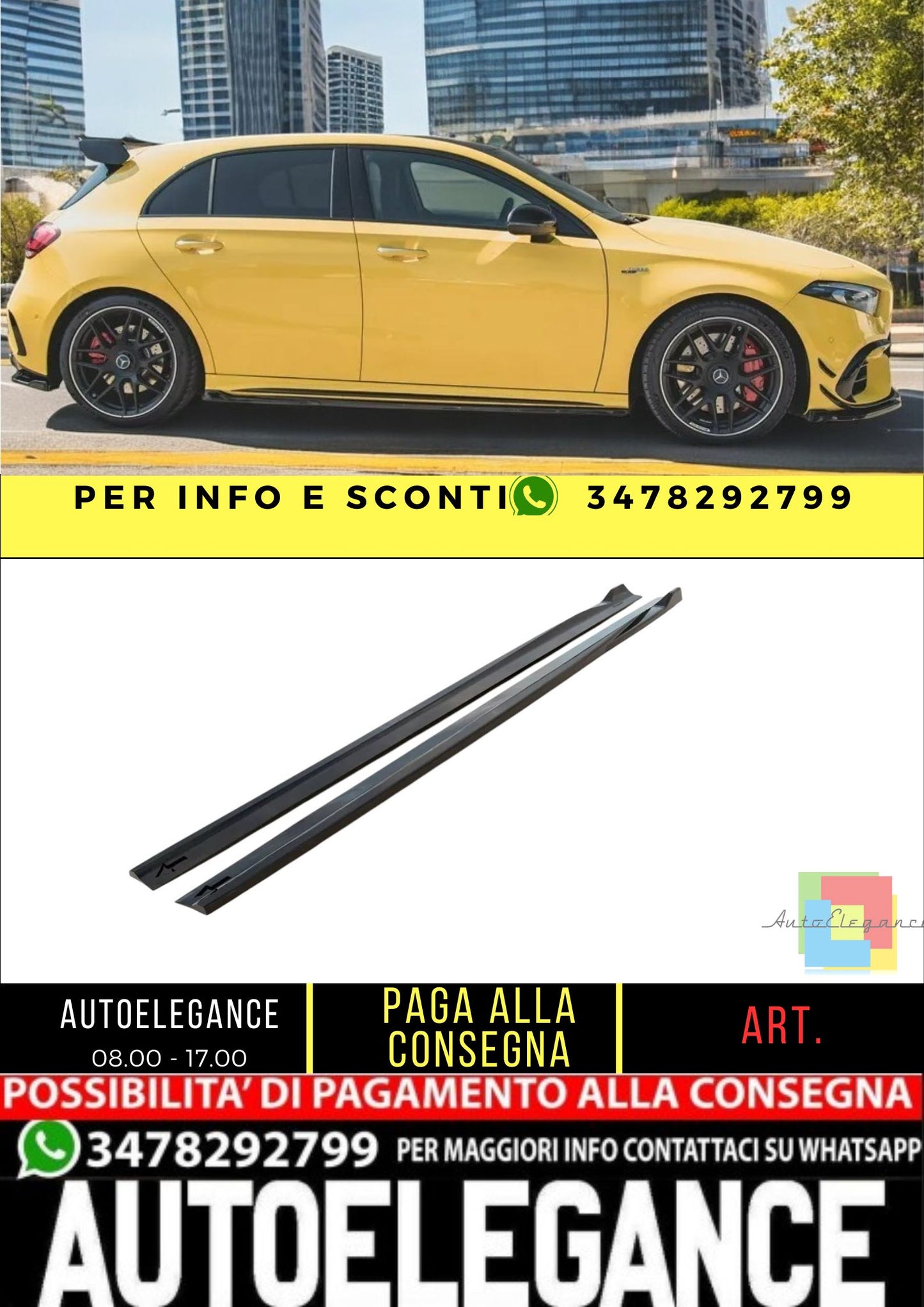 ✨Minigonne Laterali Nero Lucido adatte Per Mercedes-AMG A45s W177✨