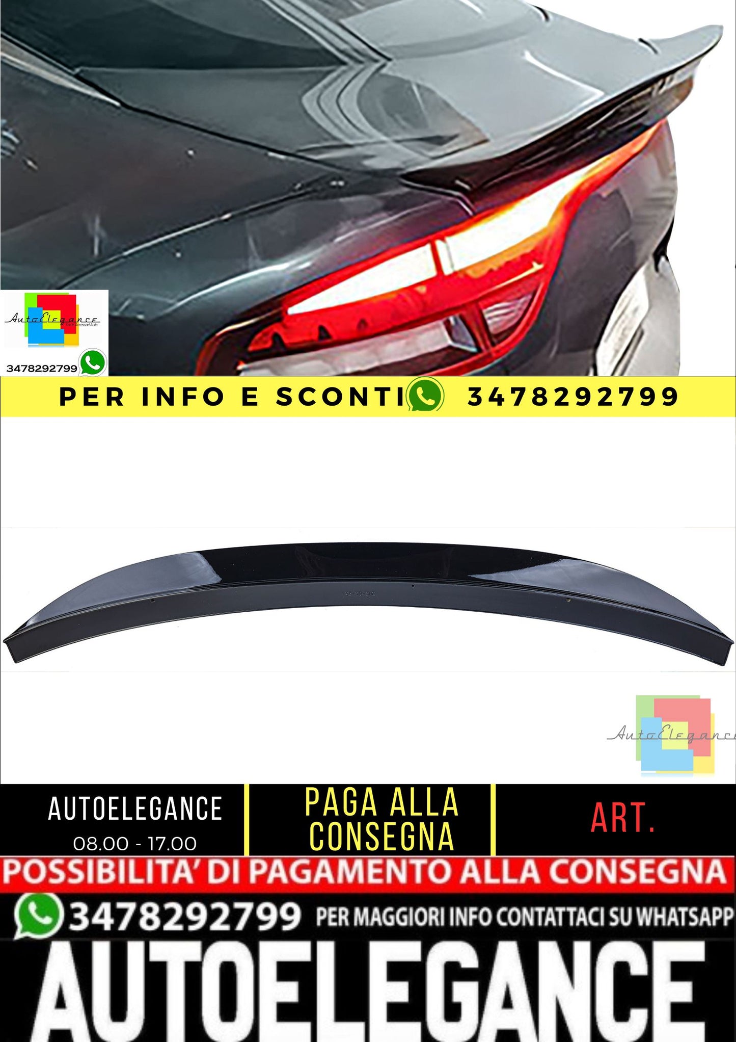 🔥Spoiler Posteriore Sport Lip Black Gloss adatto per Kia Stinger 2017-2023🔥