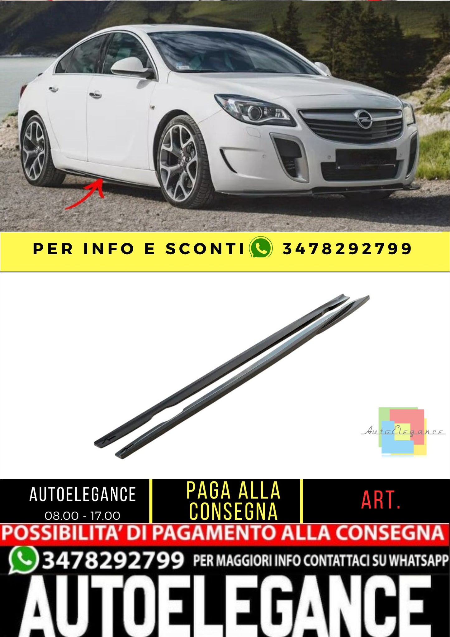 ✨MINIGONNE LATERALI ADATTE PER Opel Insignia VXR/OPC MK1 Design Abs✨