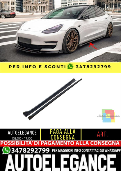 ✨MINIGONNE laterali V2 design lucido nero ABS per Tesla Model 3 2017+✨