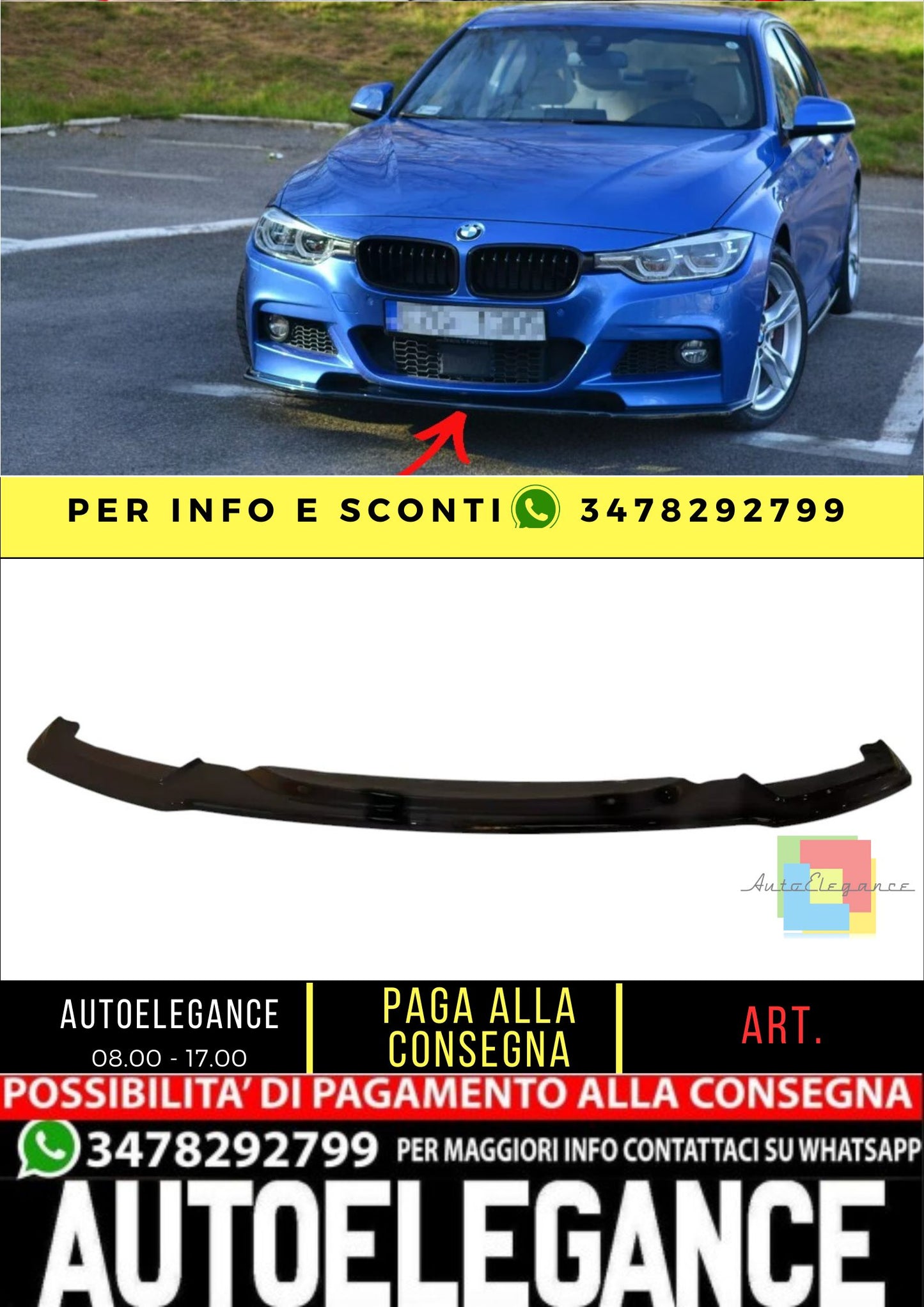 ✨SPLITTER design ABS per berlina BMW 3-Serie F30 FL M-Sport 2015-2018✨