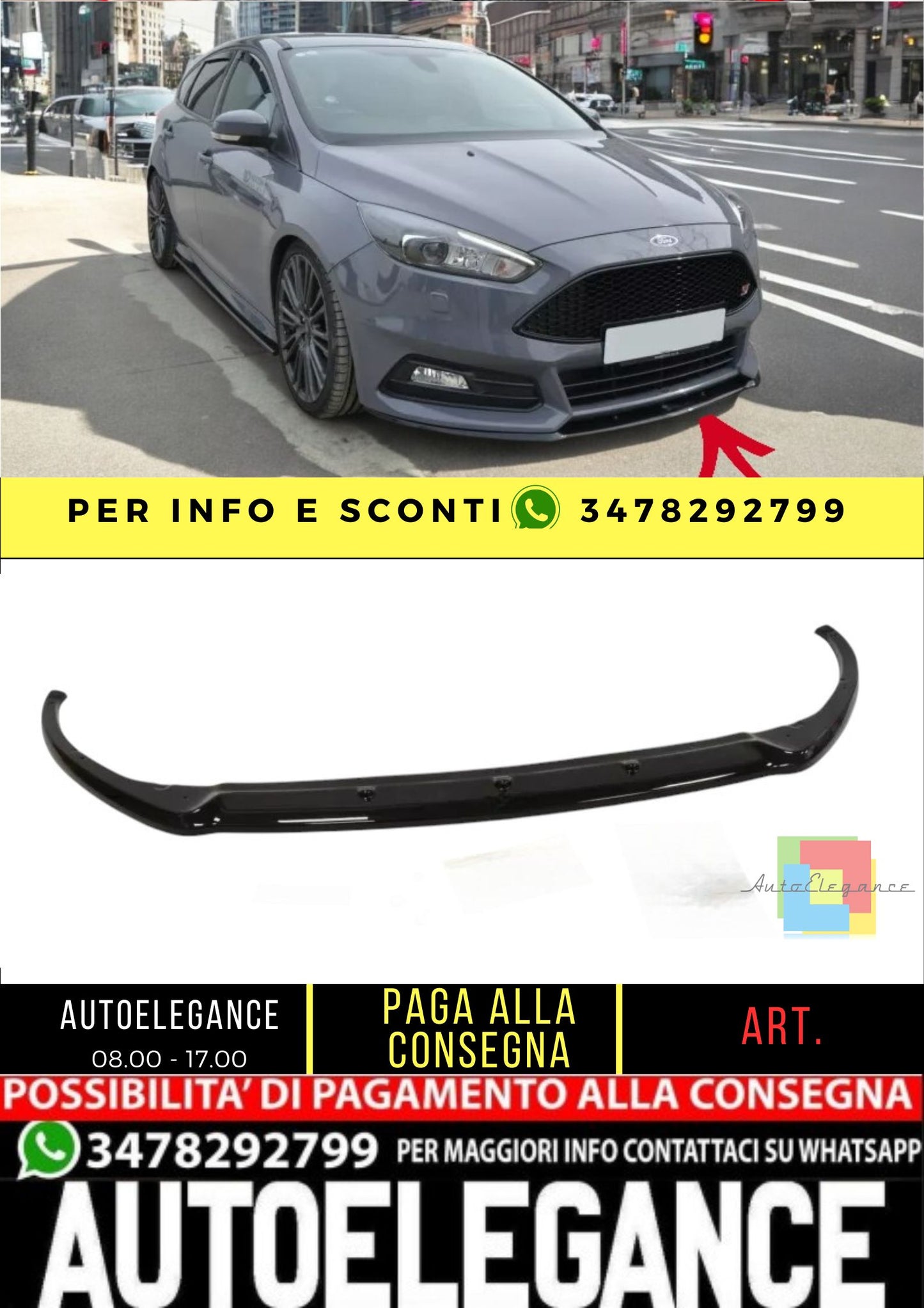 ✨SPLITTER Design ABS per Ford Focus St Mk3 Facelift (Cupra) 2015-2018✨