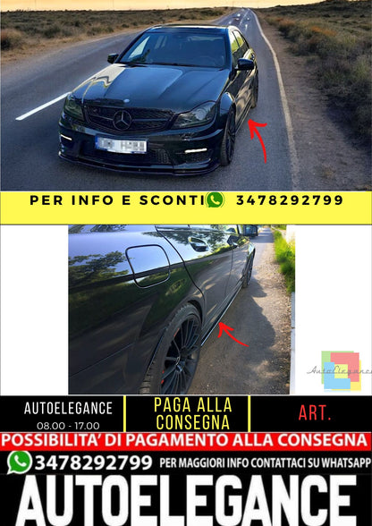 ✨MINIGONNE Laterali Design Lucido ABS per Mercedes Classe C W204 C63 AMG 11-14✨