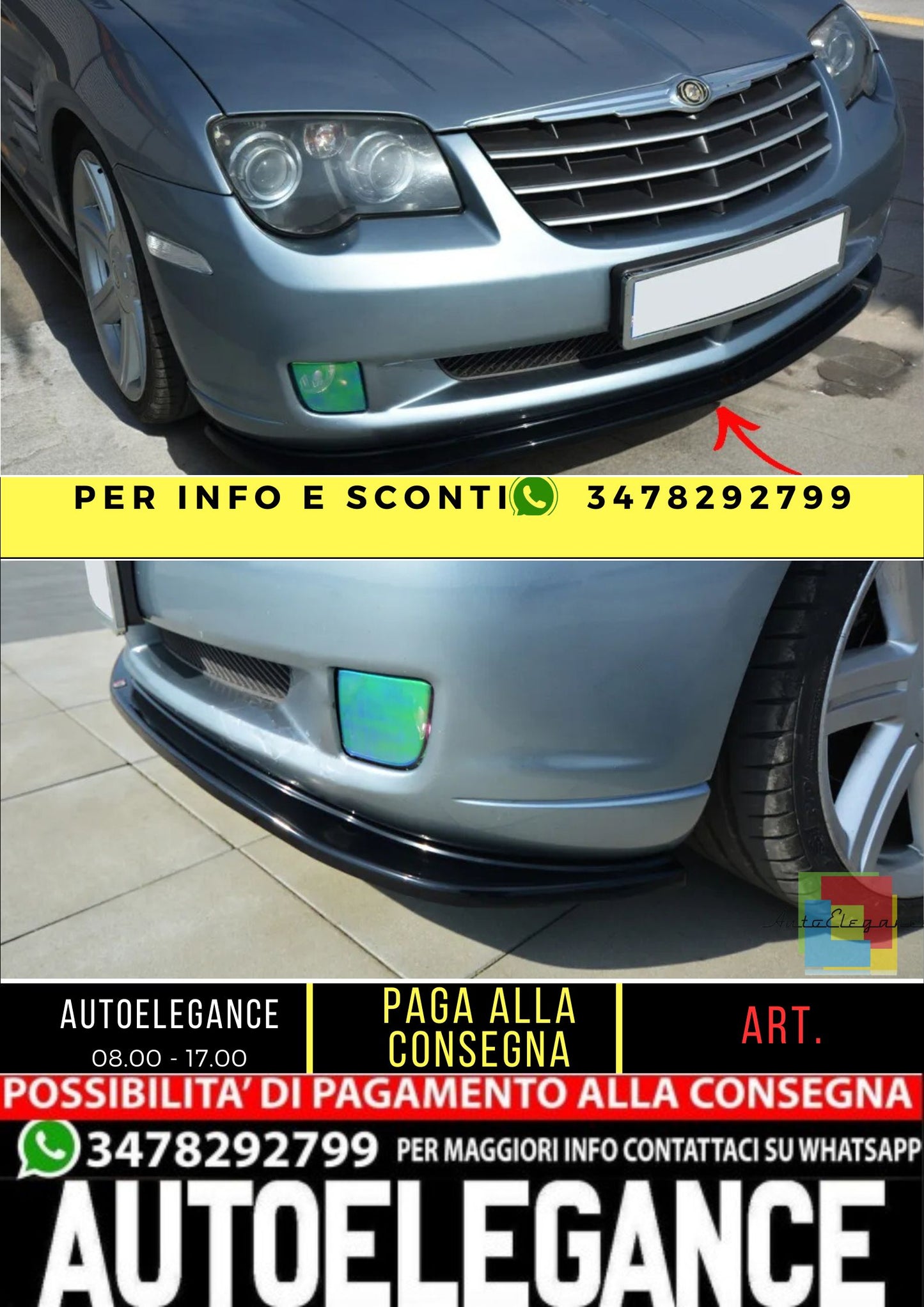 ✨SPLITTER design nero lucido ABS per Chrysler Crossfire 2003-2007✨