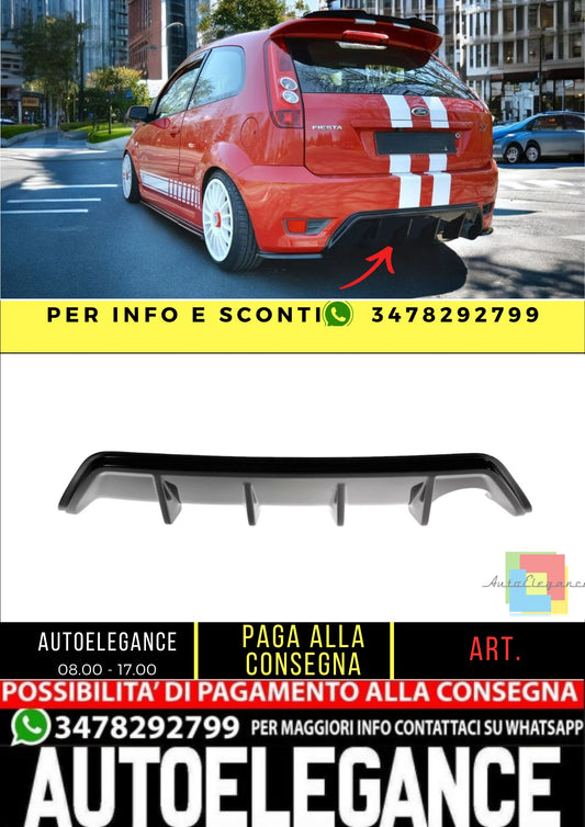 ✨Diffusore Posteriore NERO LUCIDO ADATTO Per Ford Fiesta Mk 6 ST 150✨