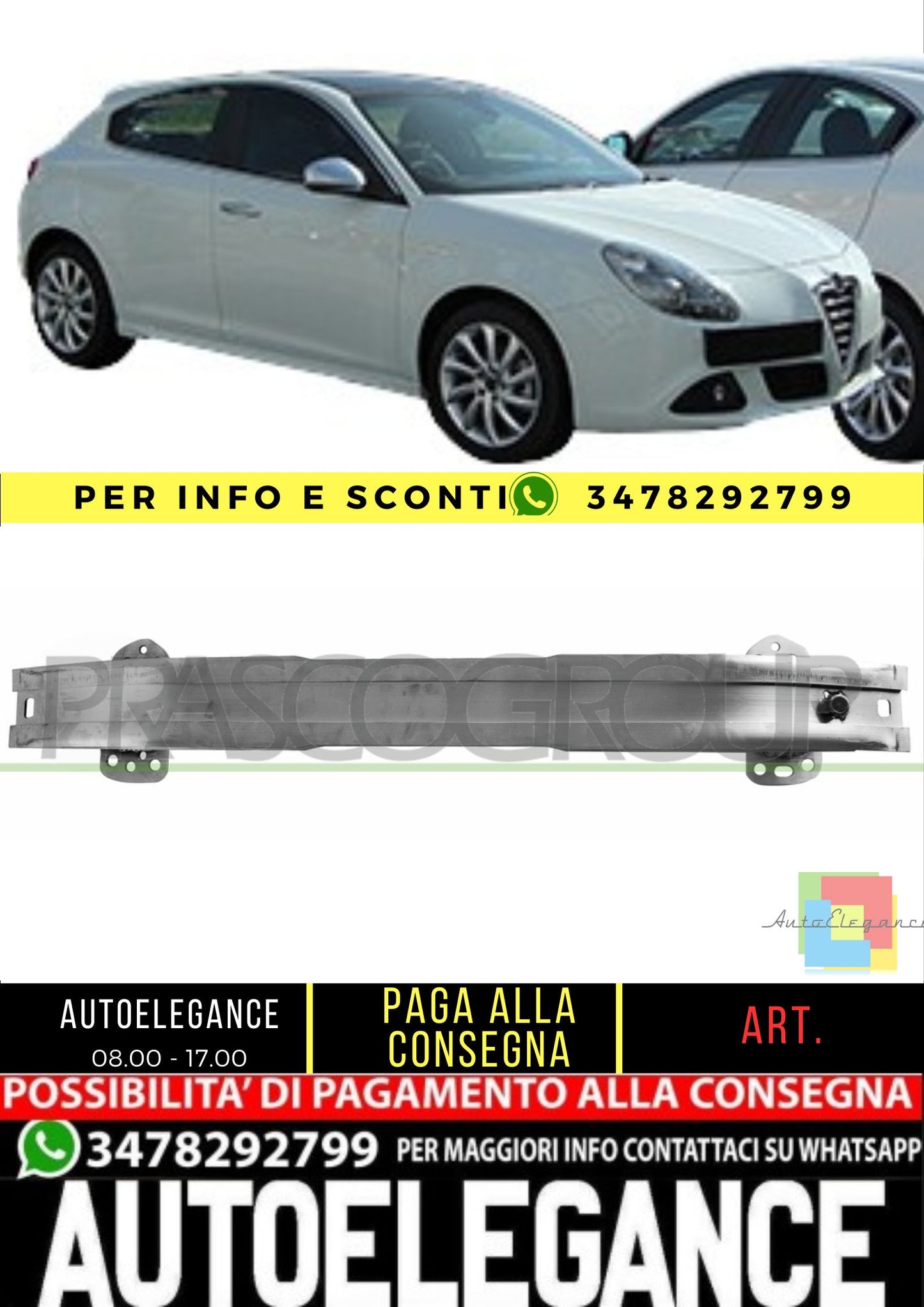 ✨AA3441622 RINFORZO PARAURTI ANTERIORE-ALLUMIN PER ALFA ROMEO - GIULIETTA 10-16✨