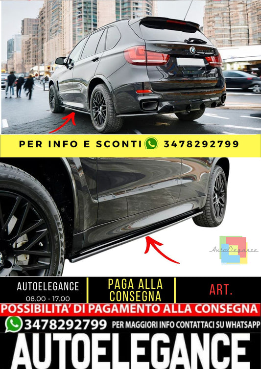 ✨MINIGONNE LATERALI  nero lucido ABS per BMW X5 F15 M50D lifting 2014-2018✨