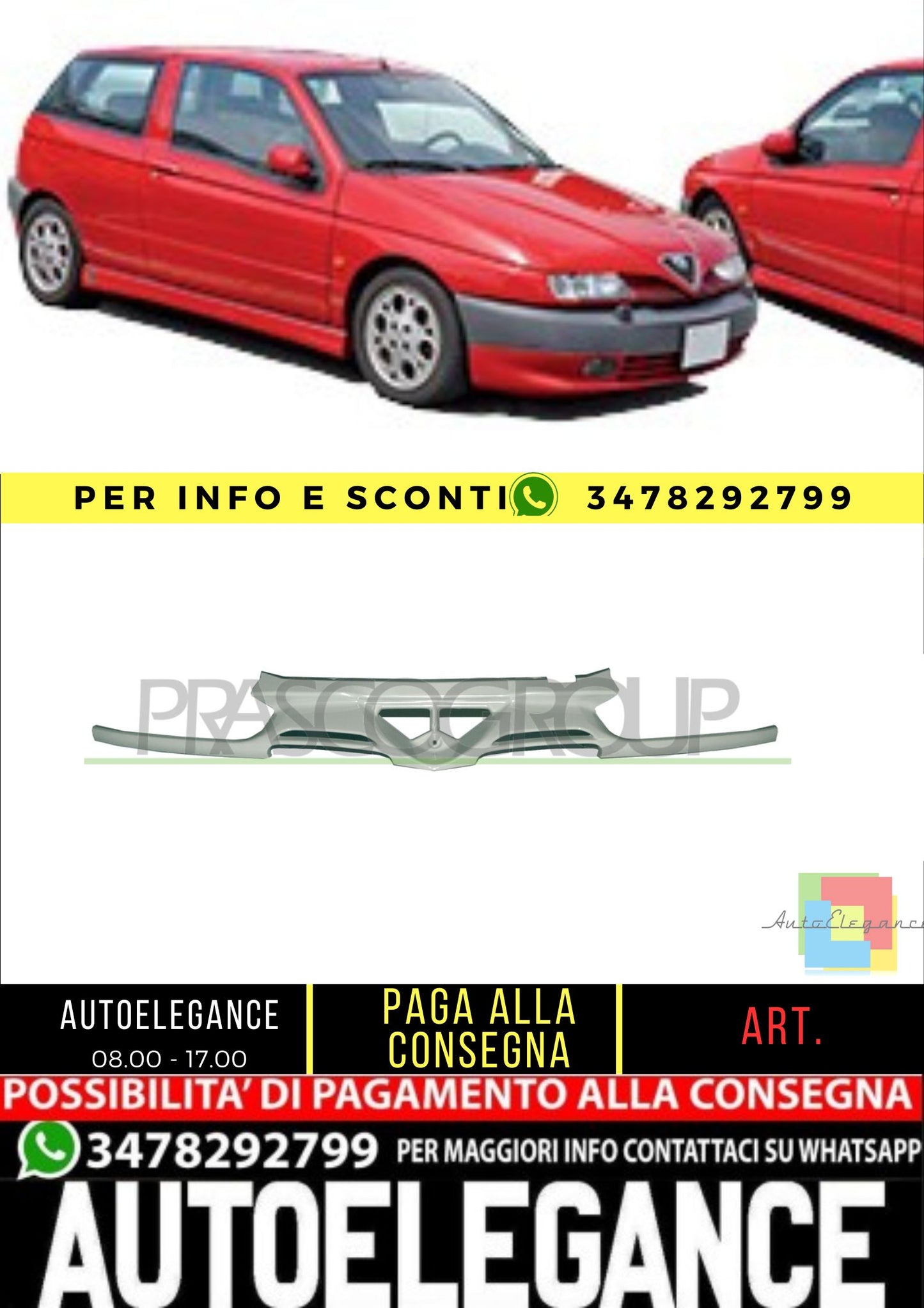 🔥AA0722001 GRIGLIA RADIATORE-CON PRIMER PER ALFA ROMEO - 145 1999-2001🔥