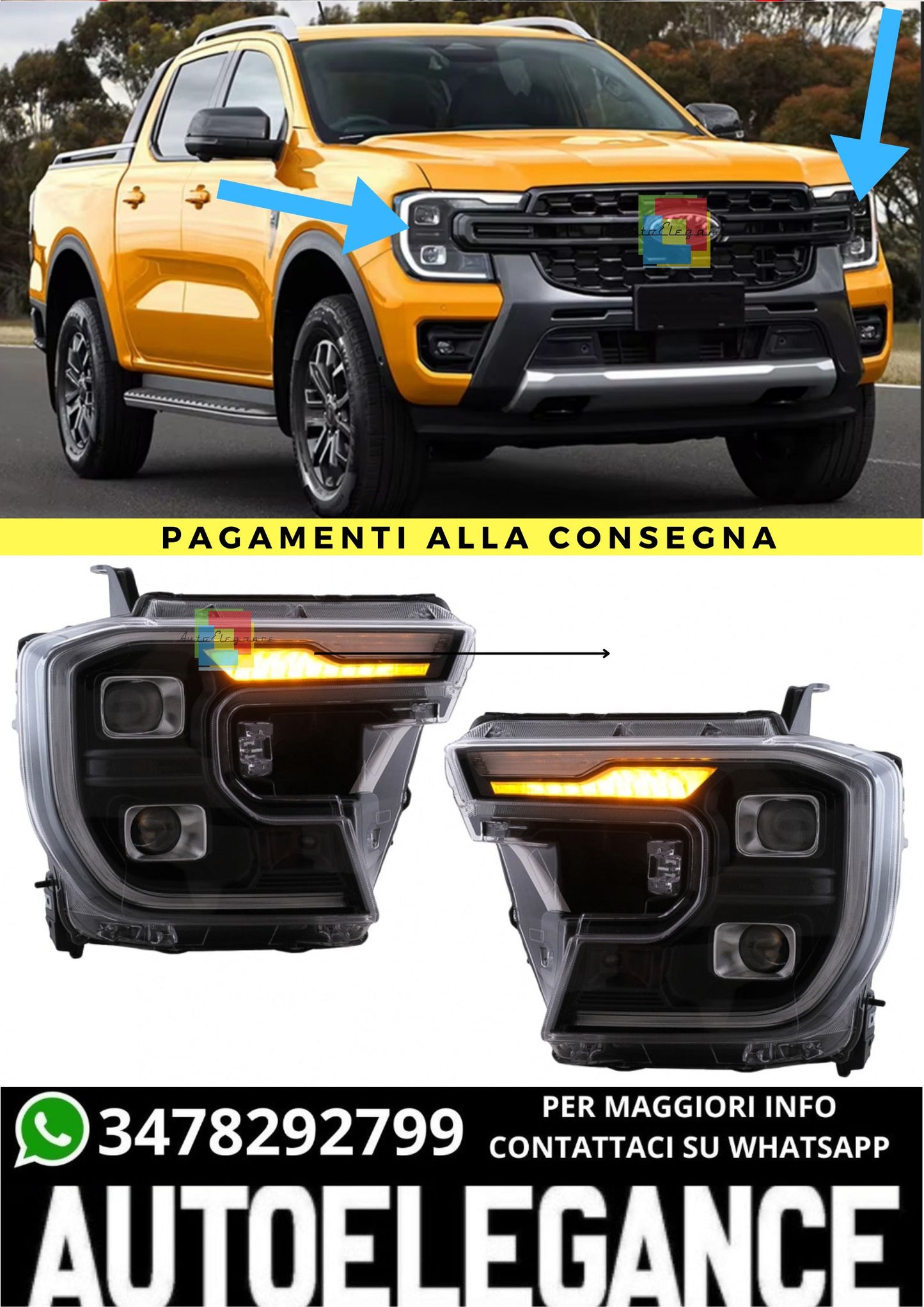 🔥Fari a LED adatti per Ford Ranger T6.2 (2022-up) Luci di svolta dinamiche🔥