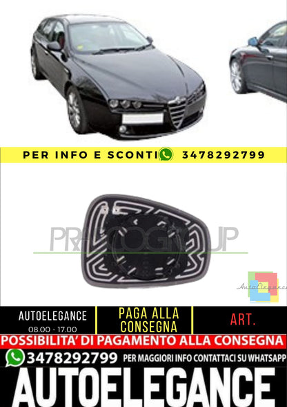 ✨ AA0907514 PIASTRA SPECCHIO SINISTRA-TERMICA-CONVESSA PER ALFA ROMEO 159 05-11✨