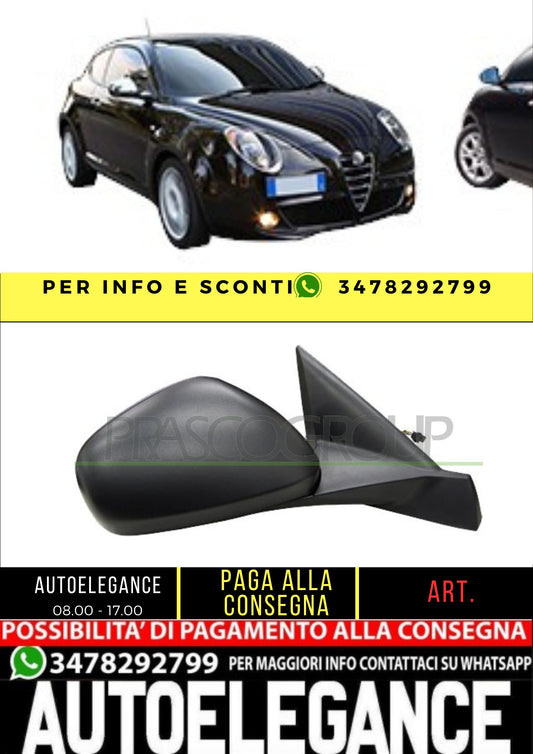 ✨AA2107303 RETROVISORE DESTRO-ELETTRICO-NERO-TERMICO PER ALFA ROMEO MITO 2016+✨