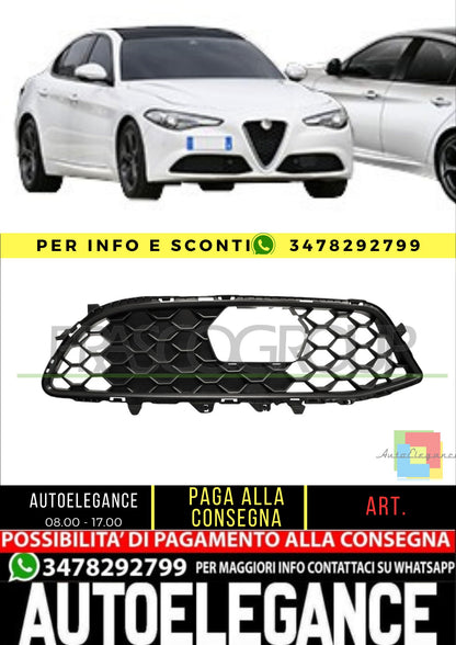 ✨AA0922123 GRIGLIA DESTRA PARAURTI ANTERIORE-NERA-CON PER ALFA ROMEO GIULIA 15+✨