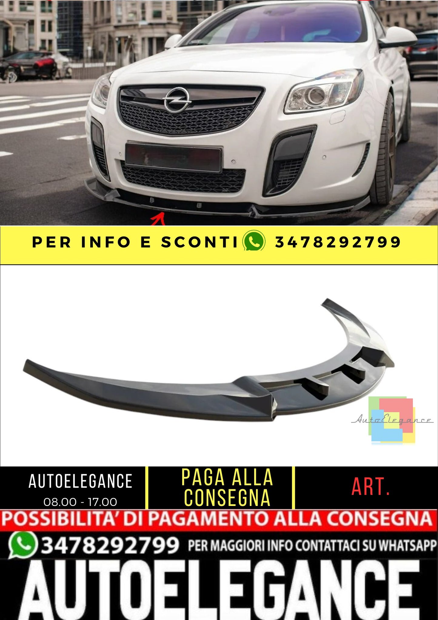 ✨Splitter anteriore V2 design per Vauxhall/Opel Insignia VXR/OPC MK1 2009-2013✨