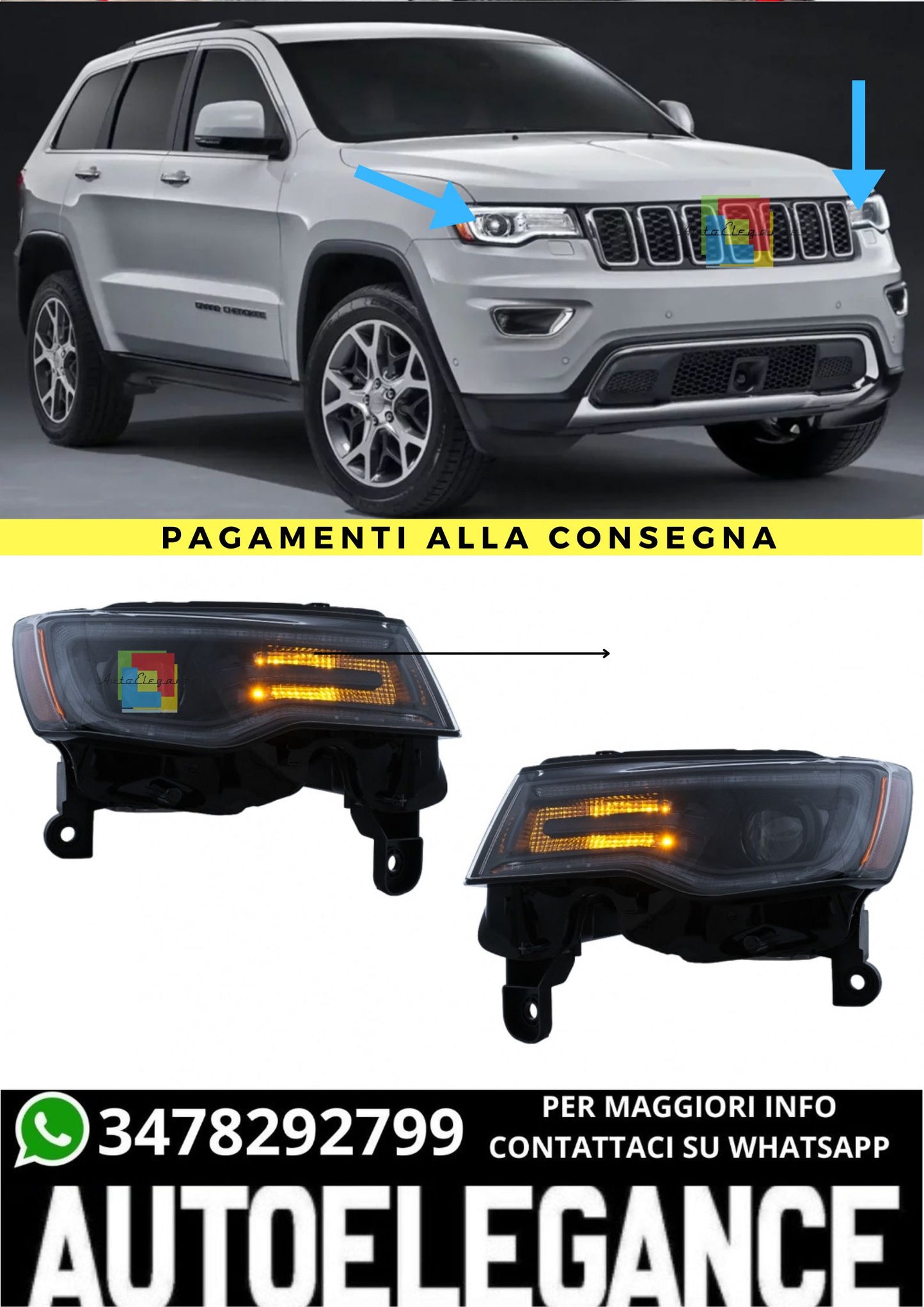 🔥Fari a LED adatti per Jeep Grand Cherokee IV WK2 Facelift (2014-2020) Luci🔥
