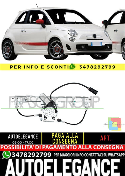 🔥FT030W022 ALZACRISTALLO ANTERIORE SINISTRO-ELETTRICO ABARTH - 500 3 PORTE🔥